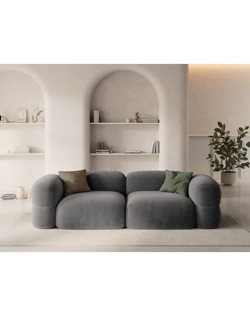 Canapé Modulaire Velours Lony 4 Places Gris - 250x100x68 cm