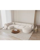 Canapé D'Angle Panoramique Droit Ouvert Jane 6 Places Beige Clair - 336x166x74 cm