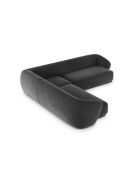 Geelfluwelen symmetrische hoekbank 5-zits donkergrijs - 256x256x74 cm