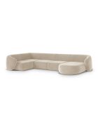 Panoramische hoekbank (rechterzijde) geel fluweel 6-zits beige - 336x166x74 cm