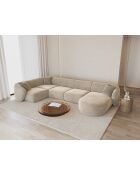 Panoramische hoekbank (rechterzijde) geel fluweel 6-zits beige - 336x166x74 cm