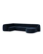 Panorama-Ecksofa (linke Seite), gelber Samt, 6-Sitzer, Königsblau — 336 x 166 x 74 cm