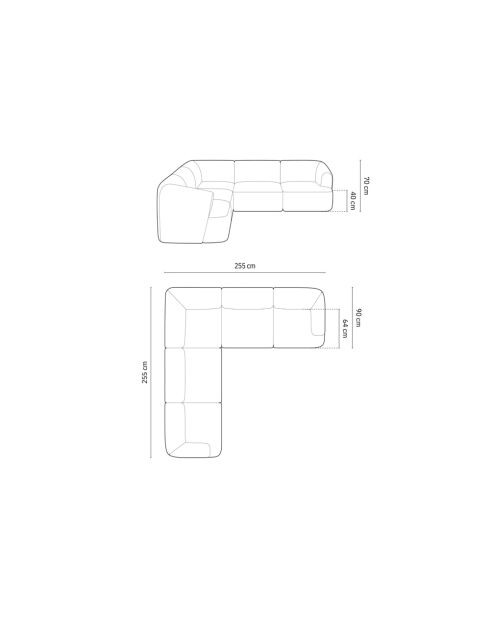 Talia 6-zits modulaire symmetrische hoekbank grijs - 255x255x70 cm
