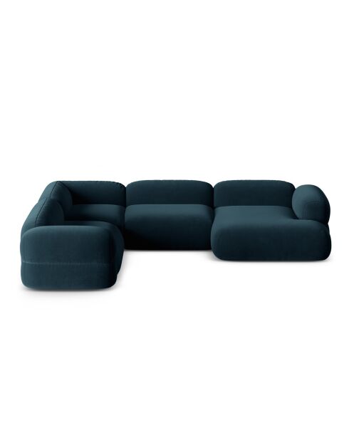 Lony Velvet Modulaire panoramische hoekbank met rechterhoek, 5-zits diep petrol, 345x250x68 cm