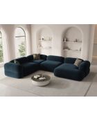Divano angolare destro panoramico modulare Lony Velvet 5 posti Deep Petrol - 345x250x68 cm