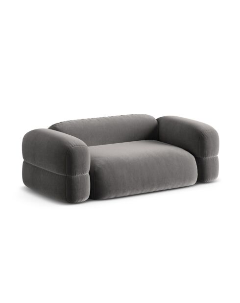 Lony 3-Sitzer-Sofa aus grauem Samt, 210 x 100 x 68 cm