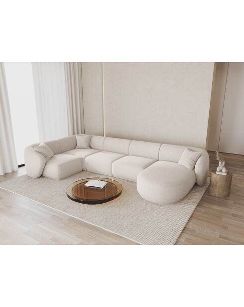 Canapé D'Angle Panoramique Gauche Ouvert Jane 6 Places Beige Clair - 336x166x74 cm