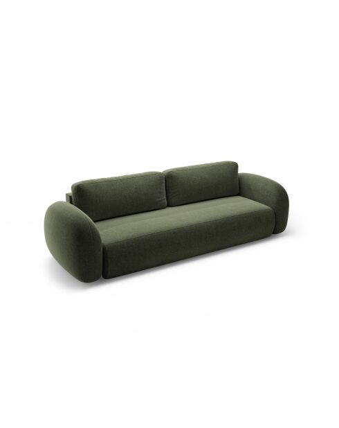 Canapé Convertible Avec Coffre De Rangement Kora 3 Places Vert - 262x105x88 cm