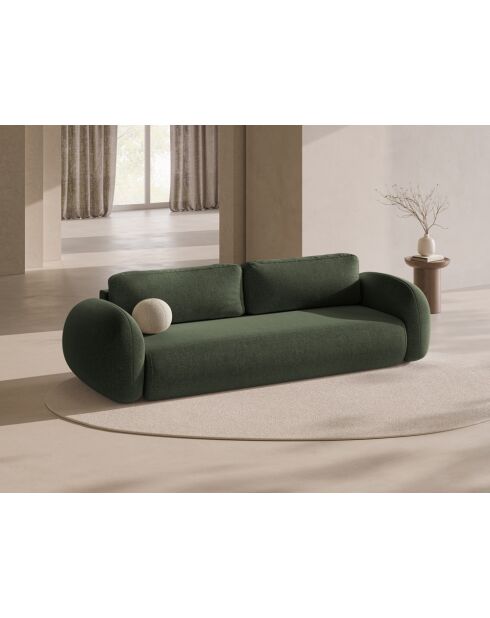 Canapé Convertible Avec Coffre De Rangement Kora 3 Places Vert - 262x105x88 cm
