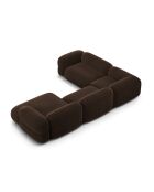 Lony 5-zits chocoladekleurige modulaire panoramische fluwelen hoekbank met rechte hoek - 345x250x68 cm