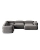 Lony Modulares Panorama-Ecksofa für 5 Personen, grauer Samt, für rechts, 345 x 250 x 68 cm