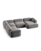 Lony Modulares Panorama-Ecksofa für 5 Personen, grauer Samt, für rechts, 345 x 250 x 68 cm