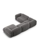 Lony Modulares Panorama-Ecksofa für 5 Personen, grauer Samt, für rechts, 345 x 250 x 68 cm