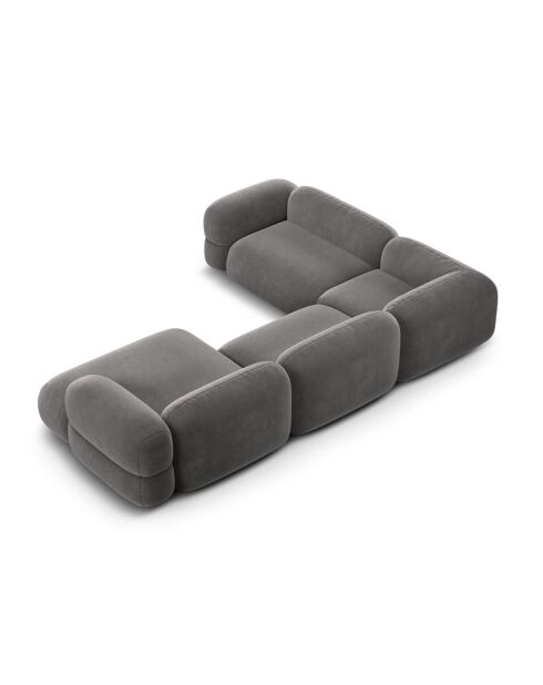 Lony Modulares Panorama-Ecksofa für 5 Personen, grauer Samt, für rechts, 345 x 250 x 68 cm
