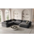 Lony Modulares Panorama-Ecksofa für 5 Personen, grauer Samt, für rechts, 345 x 250 x 68 cm