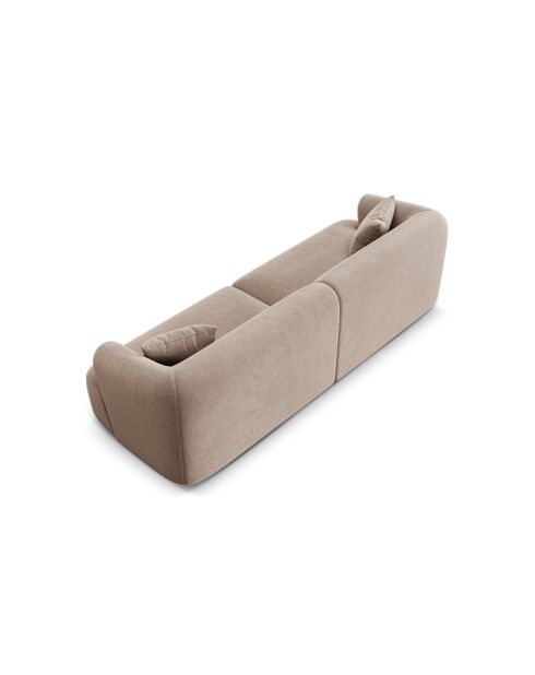 Canapé Modulaire Velours Talia 4 Places Beige Foncé - 255x90x70 cm