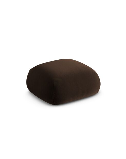 Pouf Velours Lony 1 Place Chocolat - 95x95x40 cm