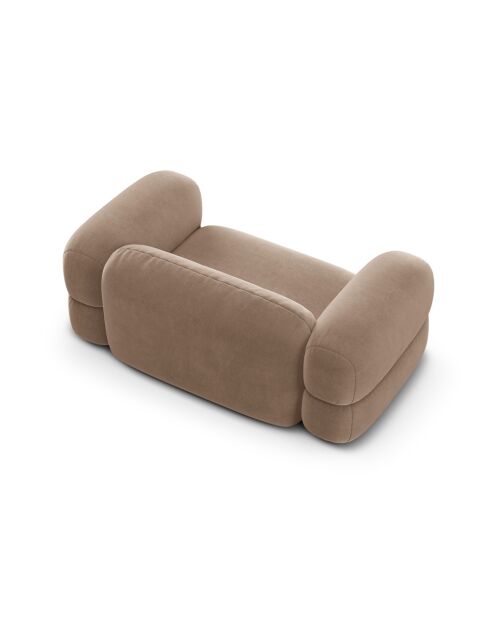 Canapé Velours Lony 2 Places Beige Foncé - 180x100x68 cm