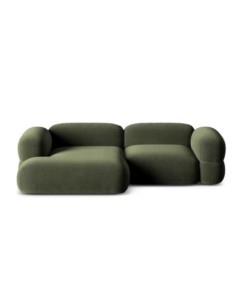 Lony 3-zitsbank, groen, modulair fluweel, rechter hoekbank, 250x147x68 cm