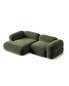 Divano angolare destro in velluto modulare verde a 3 posti Lony - 250x147x68 cm