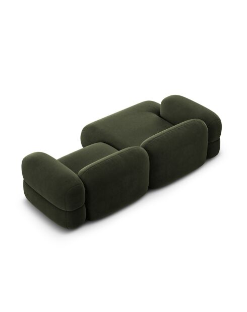 Lony 3-zitsbank, groen, modulair fluweel, rechter hoekbank, 250x147x68 cm
