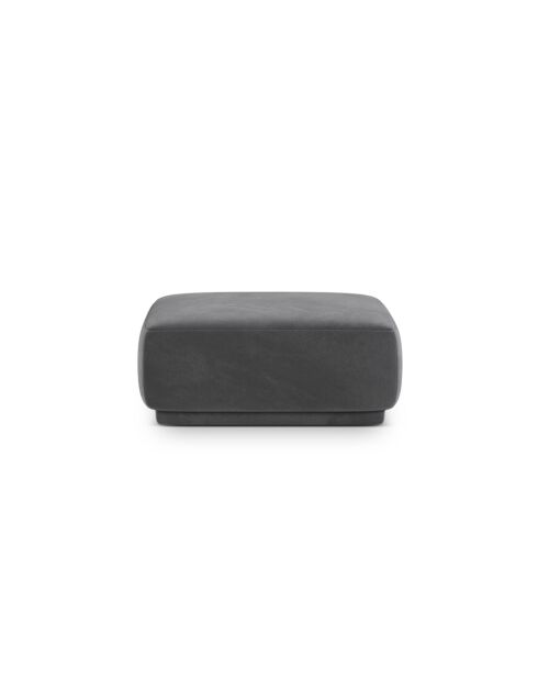 Pouf Velours Jane 1 Place Gris Foncé - 90x90x42 cm