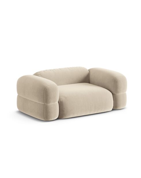 Canapé Velours Lony 2 Places Beige Clair - 180x100x68 cm