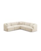 Divano angolare modulare simmetrico Talia a 6 posti in velluto beige chiaro - 255x255x70 cm