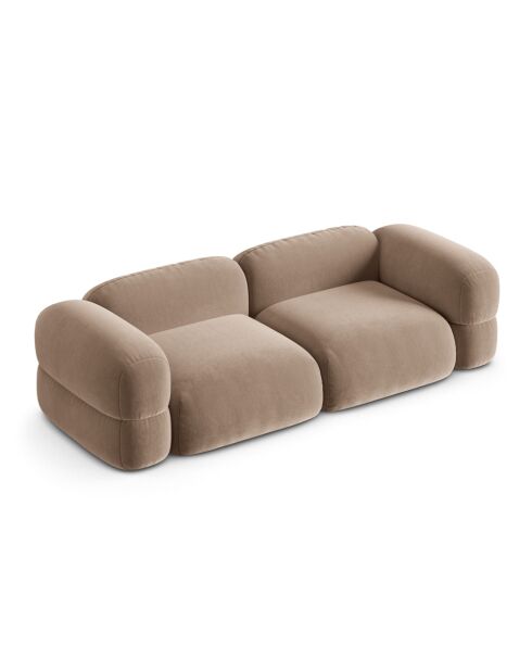 Canapé Modulaire Velours Lony 4 Places Beige Foncé - 250x100x68 cm