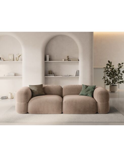 Canapé Modulaire Velours Lony 4 Places Beige Foncé - 250x100x68 cm