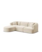 Divano angolare sinistro modulare Talia a 4 posti beige chiaro in velluto - 256x156x70 cm