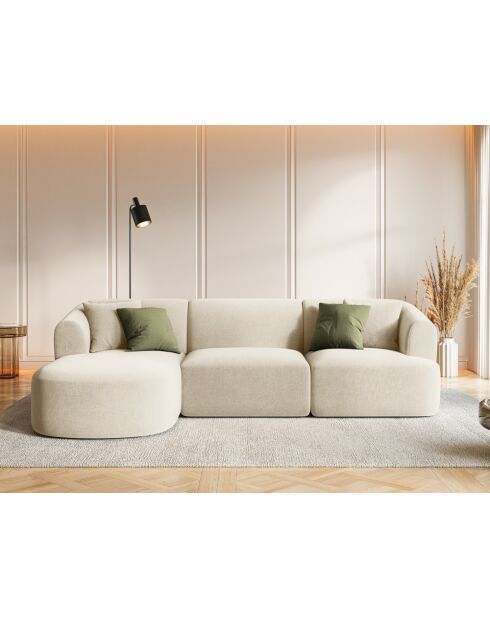 Talia 4-zits lichtbeige modulaire fluwelen hoekbank met linkerhoek - 256x156x70 cm