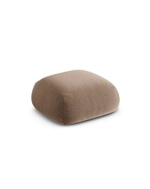 Pouf Velours Lony 1 Place Beige Foncé - 95x95x40 cm