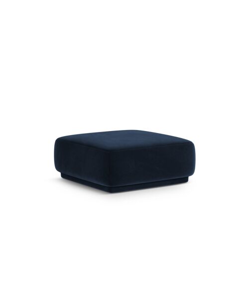 Pouf Velours Jane 1 Place Bleu Roi - 90x90x42 cm