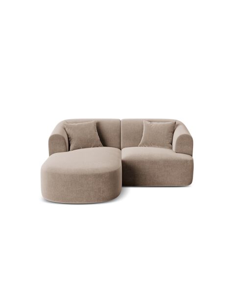 Canapé D'Angle Droit Velours Modulable Talia 3 Places Beige Foncé - 180x156x70 cm