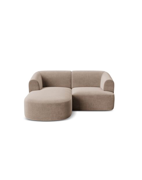 Canapé D'Angle Droit Velours Modulable Talia 3 Places Beige Foncé - 180x156x70 cm