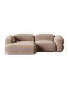 Divano angolare destro modulare in velluto a 3 posti Lony beige scuro - 250x147x68 cm
