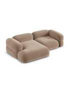 Divano angolare destro modulare in velluto a 3 posti Lony beige scuro - 250x147x68 cm