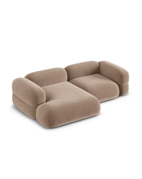 Lony 3-zits modulaire fluwelen hoekbank rechts donkerbeige - 250x147x68 cm