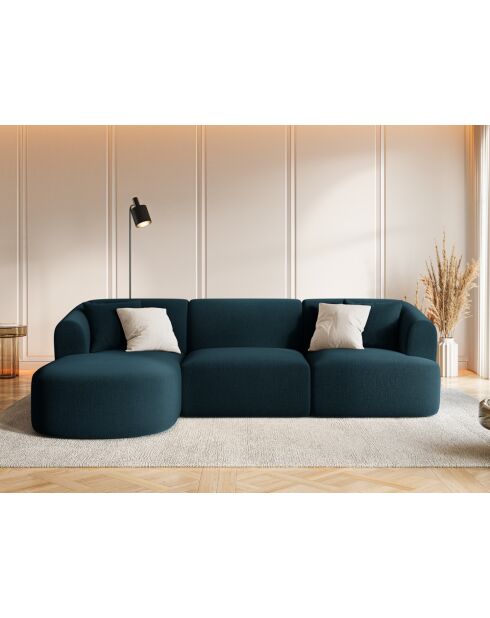Talia 4-zitsbank in petrol-diep petrol, modulair fluweel, hoekbank met rechte hoeken, 256x156x70 cm
