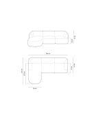 Canapé D'Angle Droit Velours Modulable Talia 4 Places Pétrole Profond - 256x156x70 cm