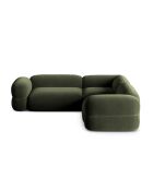 Canapé d'angle modulaire symétrique en velours Lony 5 Places Vert - 250x250x68 cm