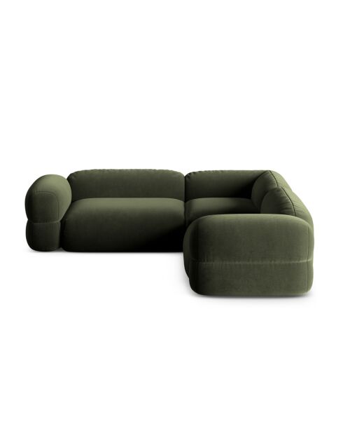 Canapé d'angle modulaire symétrique en velours Lony 5 Places Vert - 250x250x68 cm