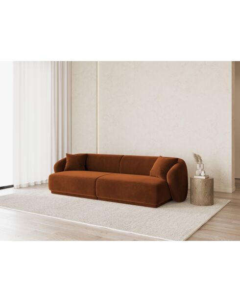 Canapé Velours Jane 4 Places Terracotta - 246x93x74 cm