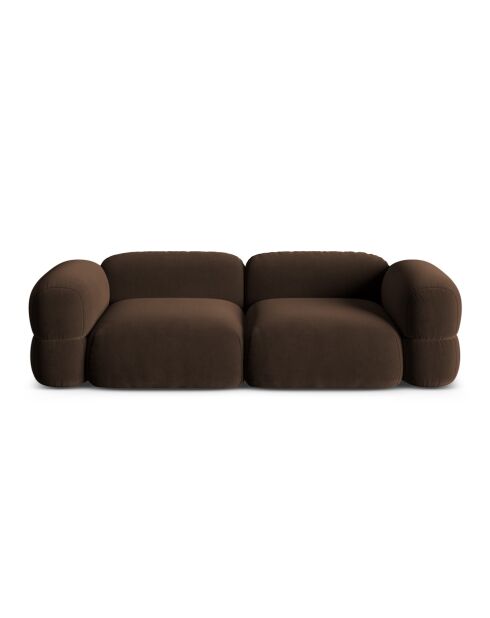 Canapé Modulaire Velours Lony 4 Places Chocolat - 250x100x68 cm