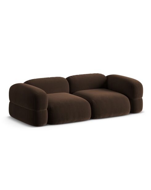 Canapé Modulaire Velours Lony 4 Places Chocolat - 250x100x68 cm