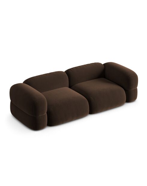 Canapé Modulaire Velours Lony 4 Places Chocolat - 250x100x68 cm