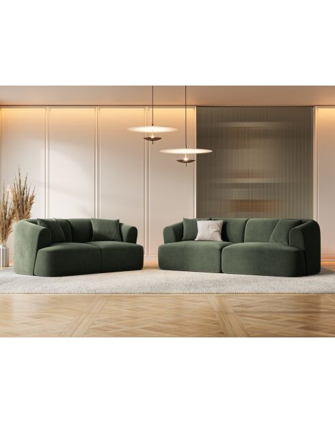 Talia Modulares 2-Sitzer-Sofa aus grünem Samt, 180 x 90 x 70 cm