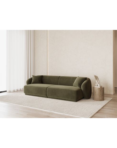 Canapé Velours Jane 4 Places Vert - 246x93x74 cm