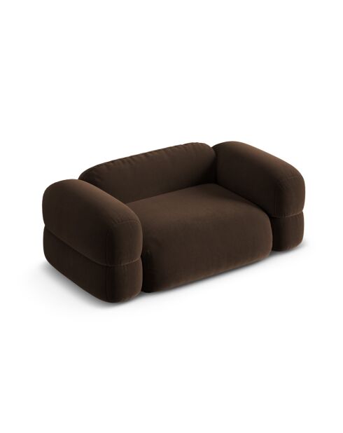 Canapé Velours Lony 2 Places Chocolat - 180x100x68 cm